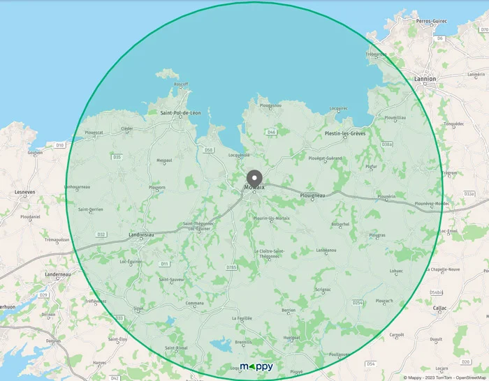 Carte zone d'intervention Ravalement Morlaix